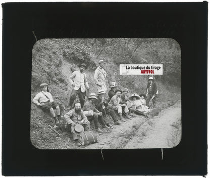 Notre Dame des Anges, groupe, photo ancienne plaque de verre, positif 8,5x10 cm