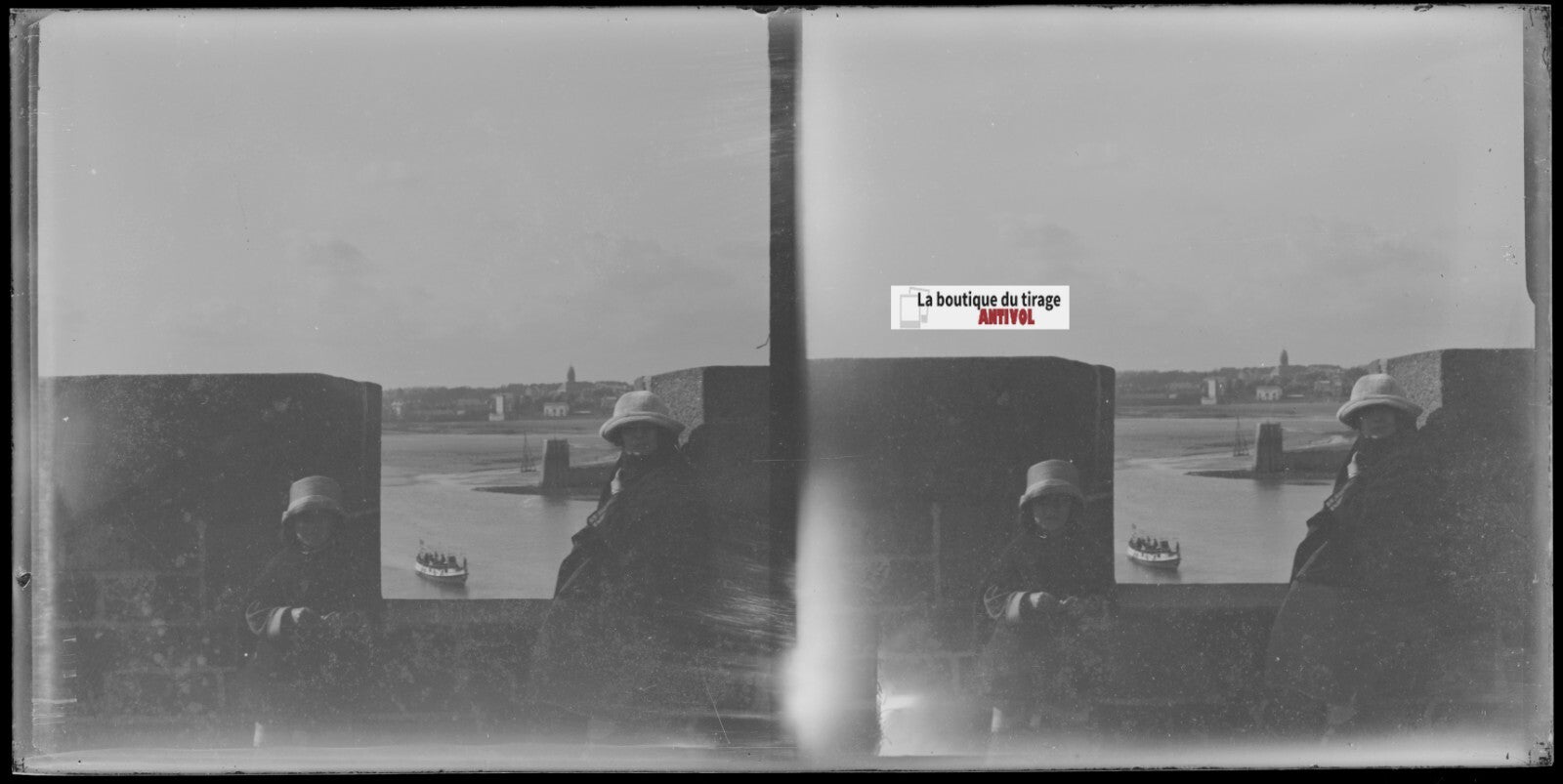 Les remparts Saint-Malo, Bretagne, plaque stéréo ancienne verre, négatif 9x18 cm