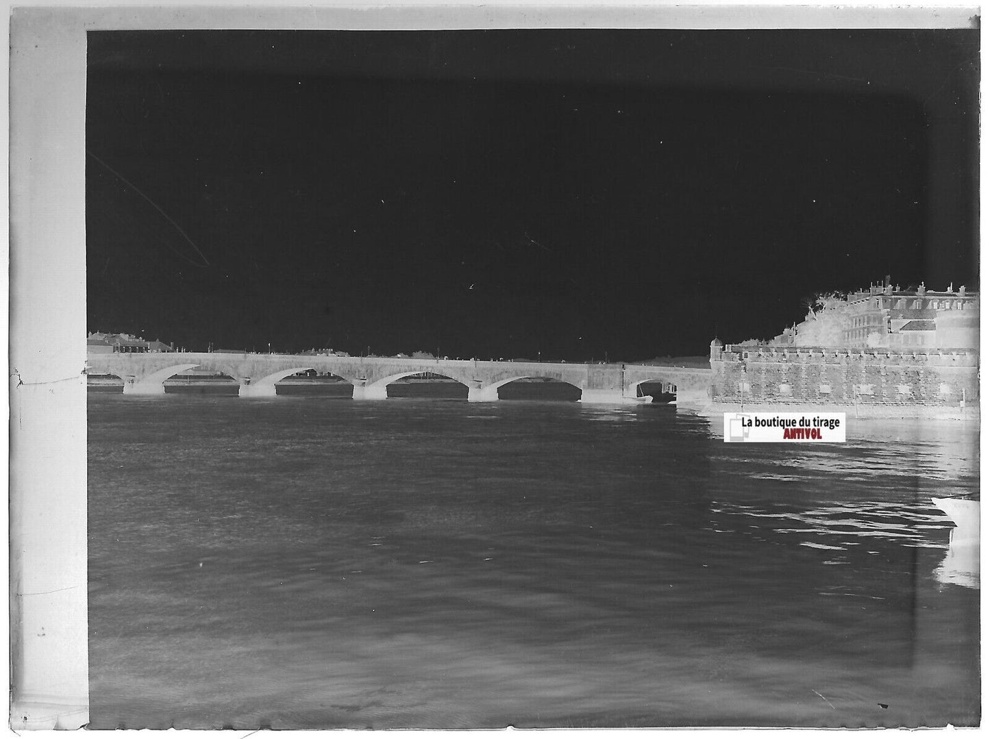 Bayonne, pont Saint-Esprit, Plaque verre photo, négatif noir & blanc 9x12 cm