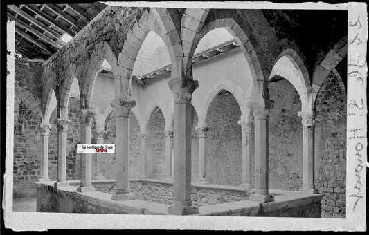 Plaque verre photo, négatif noir & blanc 9x14 cm, Saint-Honorat, monastère