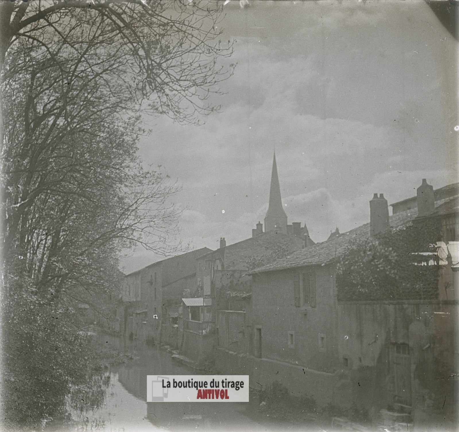 Vézelise village, guerre WW1, plaque verre photo ancienne stéréo 6x13 cm