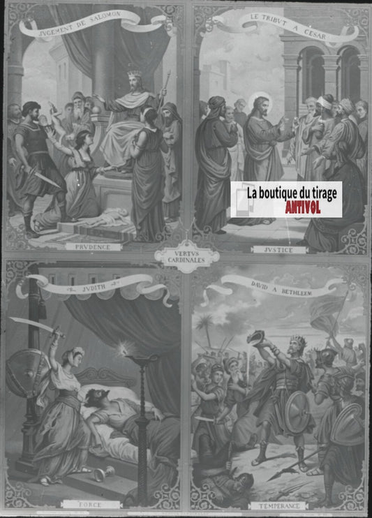 Scène religieuse, catéchisme, dessin peinture, plaque verre, positif 8,5x10 cm