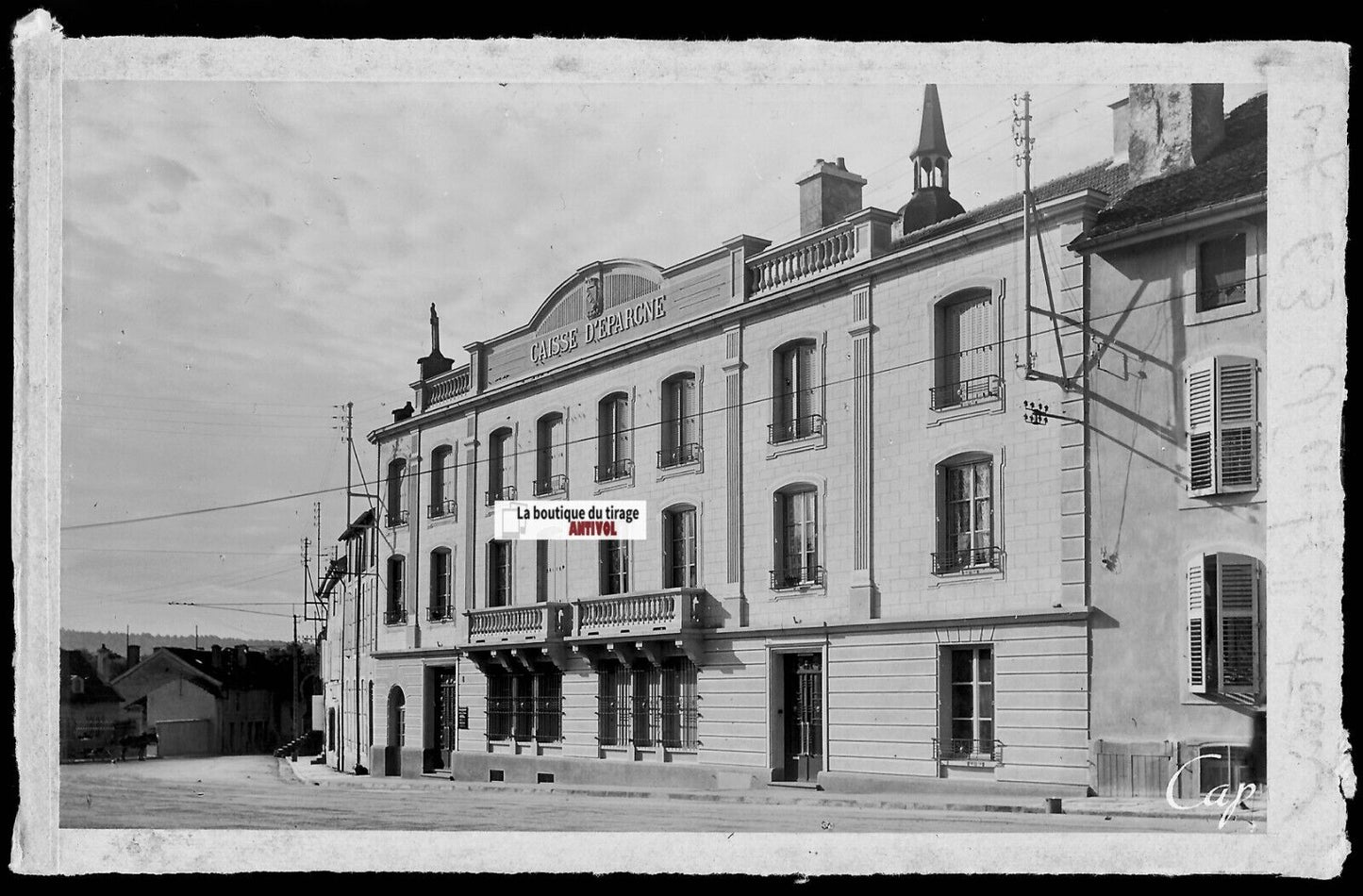 Plaque verre photo négatif noir & blanc 9x14 cm Neufchâteau banque, Vosges