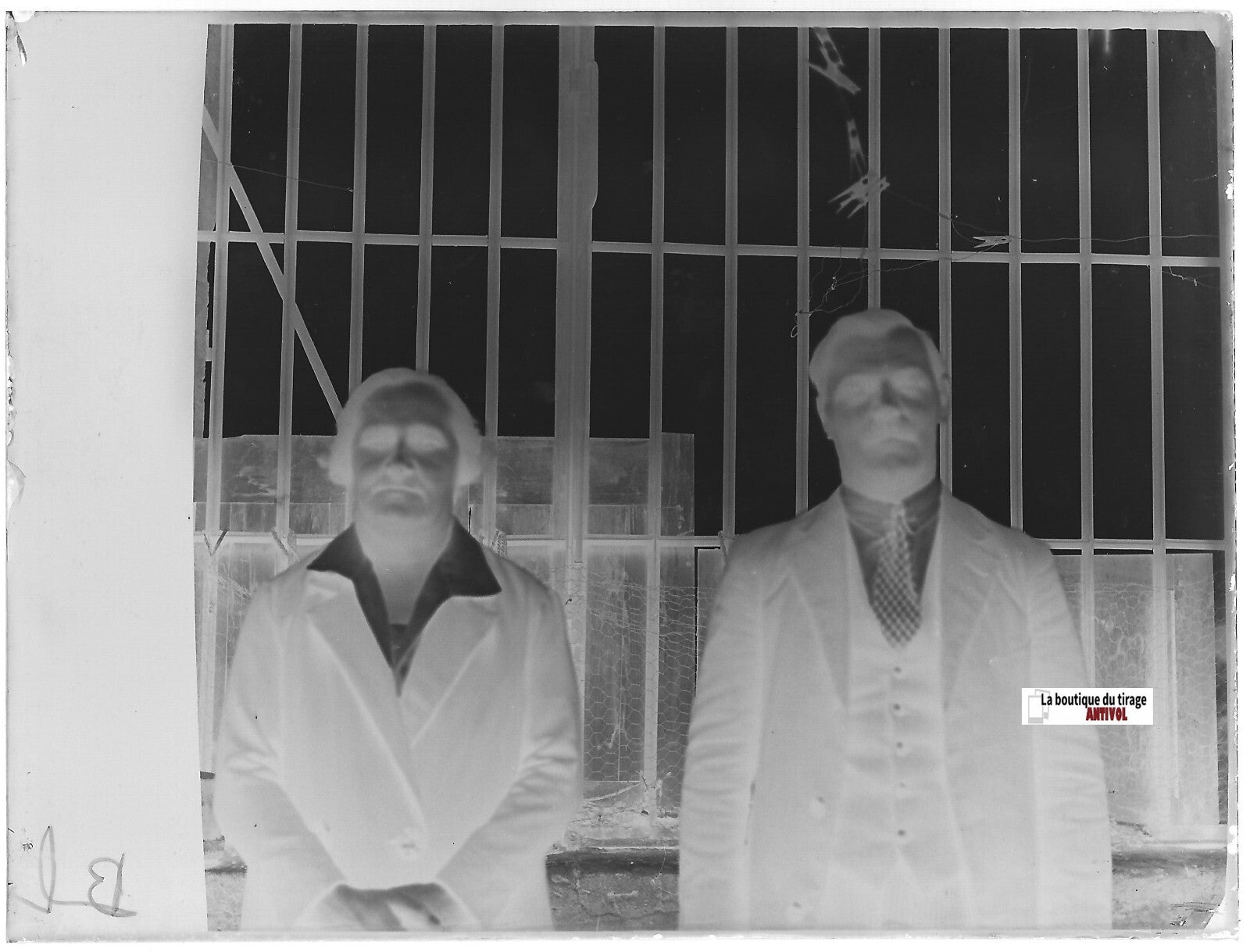 Famille, portrait, Plaque verre photo ancienne, négatif noir & blanc 9x12 cm