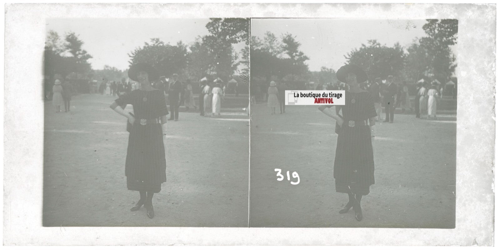 Hippodrome de Longchamp, Paris, stéréoscopie plaque verre, positif 8,5x17 cm