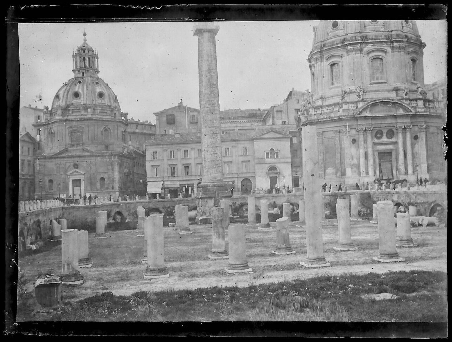 Plaque verre photo ancienne noir et blanc négatif 9x12 cm Rome Italie église 