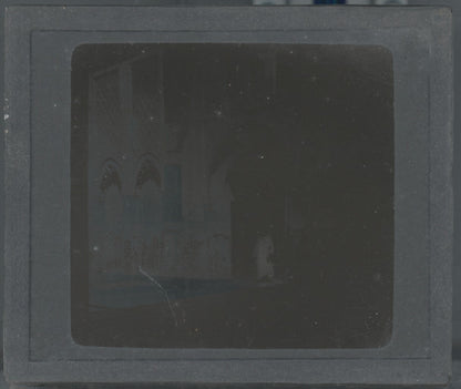 Medersa Ben Youssef, Marrakech, photo ancienne plaque verre, positif 8,5x10 cm