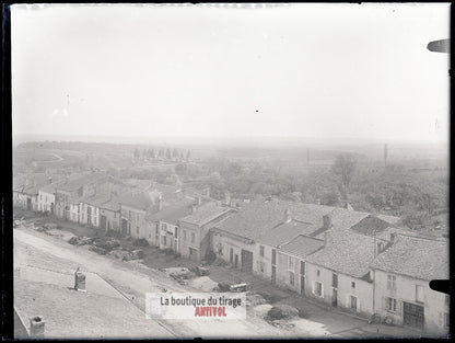 Rue, village France, plaque verre, photo ancienne, négatif 9x12 cm