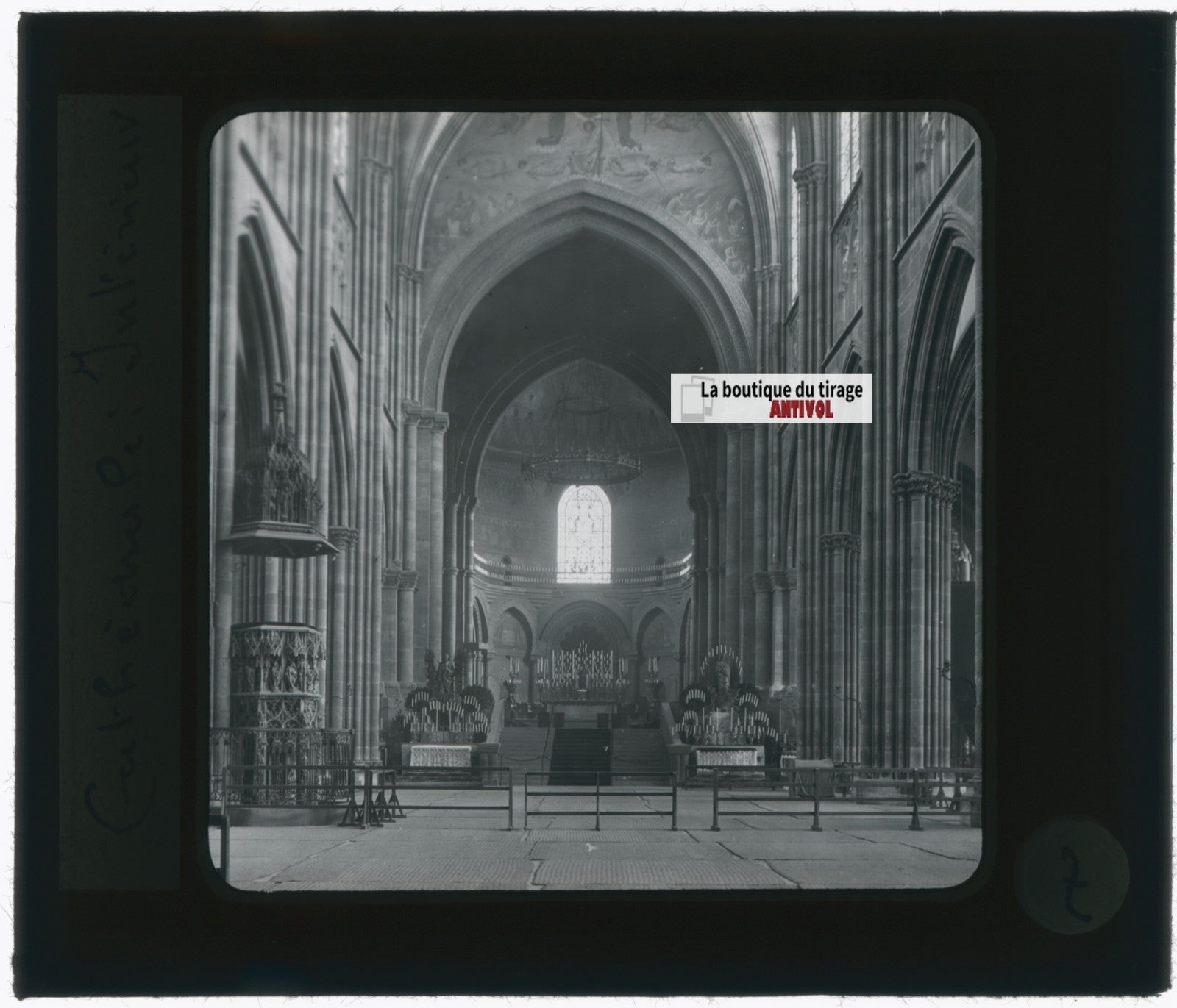 Cathédrale Strasbourg, photo plaque verre, noir & blanc, positif 8,5x10 cm