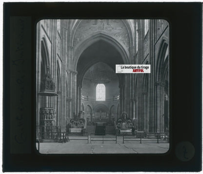 Cathédrale Strasbourg, photo plaque verre, noir & blanc, positif 8,5x10 cm