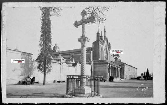 Plaque verre photo négatif noir et blanc 9x14 cm Nice, monastère de Cimiez