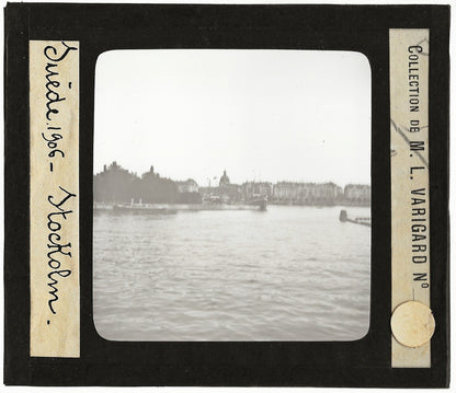 Stockholm, capitale Suède, photo ancienne plaque verre, positif 8,5x10 cm