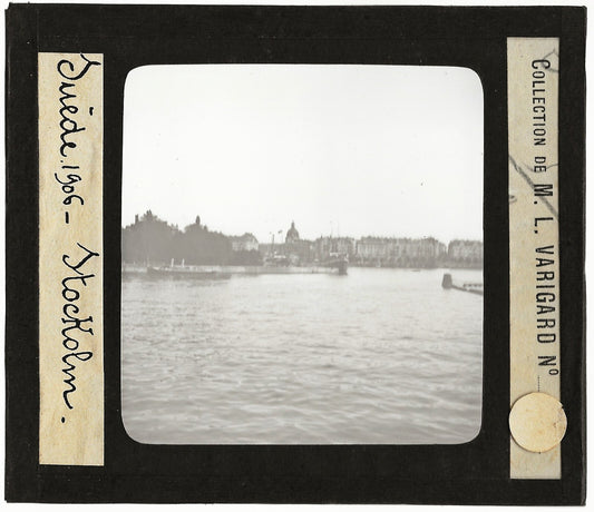Stockholm, capitale Suède, photo ancienne plaque verre, positif 8,5x10 cm