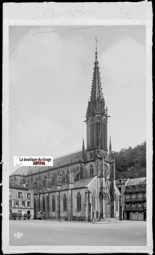 Plaque verre photo, négatif noir & blanc 9x14 cm, Plombières-les-Bains, Vosges