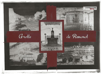 Plaque verre photo ancienne négatif noir et blanc 13x18 cm grotte Remonot Combes