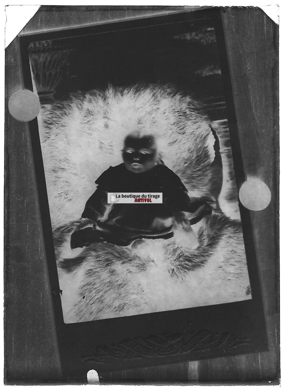 Plaque verre photo ancienne négatif noir et blanc 6x9 cm enfant bébé enfance