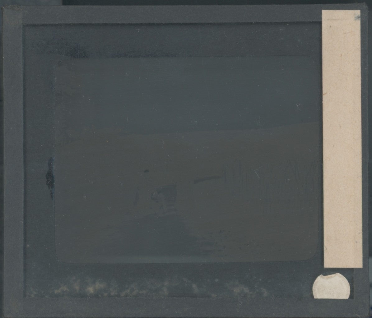 Promenade, personnages, photo plaque verre, noir & blanc, positif 8,5x10 cm