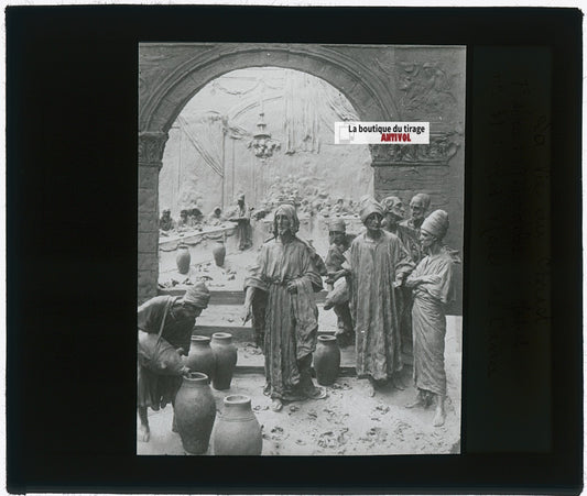 Les noces de Cana, photo plaque verre, noir & blanc, positif 8,5x10 cm