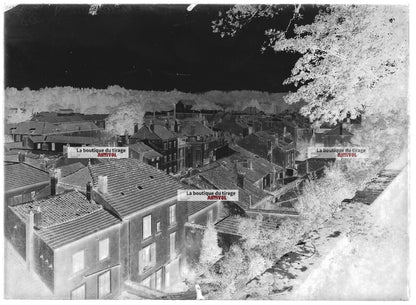 Plaque verre photo négatif noir et blanc 13x18 cm Bourbonne-les-Bains