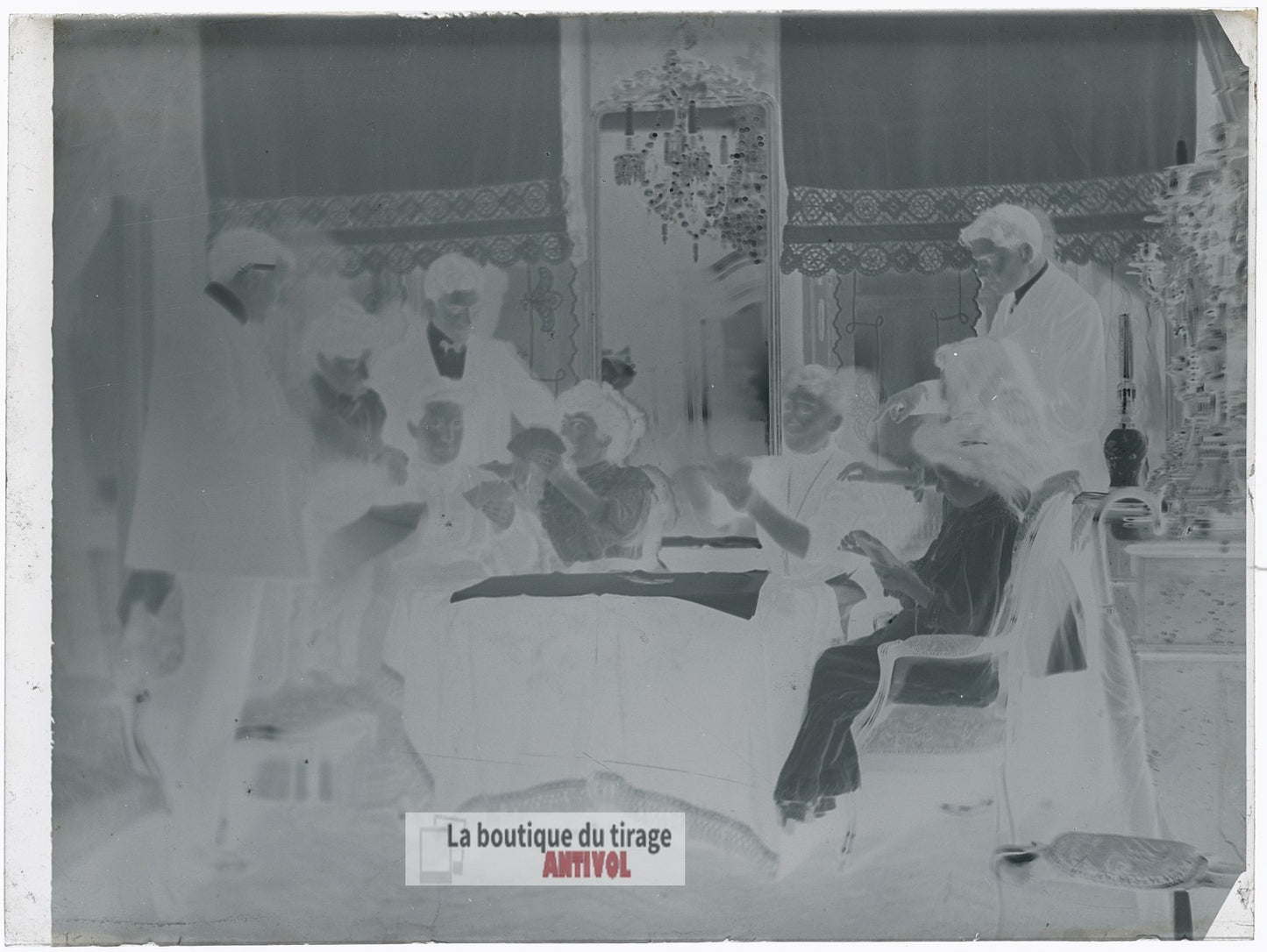 Portrait de groupe, Versailles, plaque verre, photo ancienne, négatif 9x12 cm
