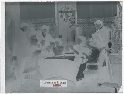 Portrait de groupe, Versailles, plaque verre, photo ancienne, négatif 9x12 cm