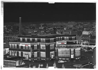 Plaque verre photo ancienne négatif noir et blanc 13x18 cm Vichy La Poste