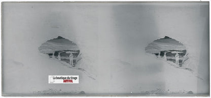 Algérie, mer, plaque verre, photo stéréoscopie, négatif noir & blanc 6x13 cm