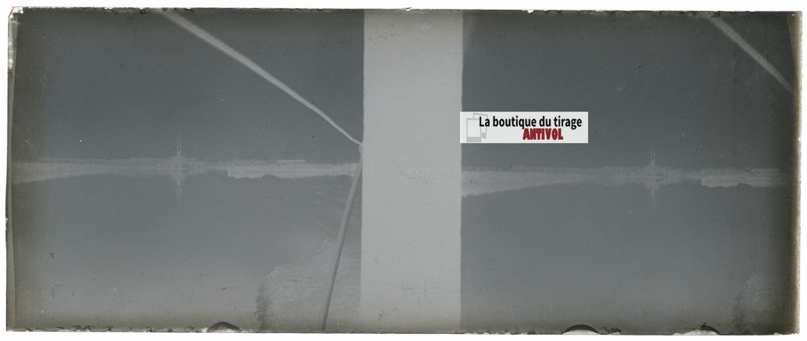 Bateau, mer, Plaque verre stéréoscopie, négatif noir & blanc 4,5x10,7 cm