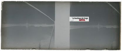 Bateau, mer, Plaque verre stéréoscopie, négatif noir & blanc 4,5x10,7 cm