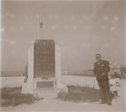 Hermanville-sur-Mer, débarquement, plaque verre photo ancienne stéréo 6x13 cm
